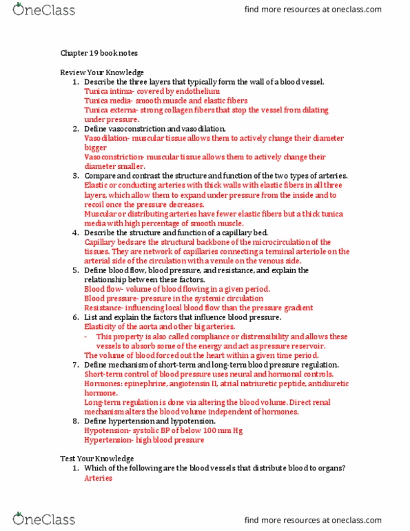 BSC 1086C Chapter Notes - Chapter 19: Medulla Oblongata, Stroke Volume, Baroreceptor thumbnail