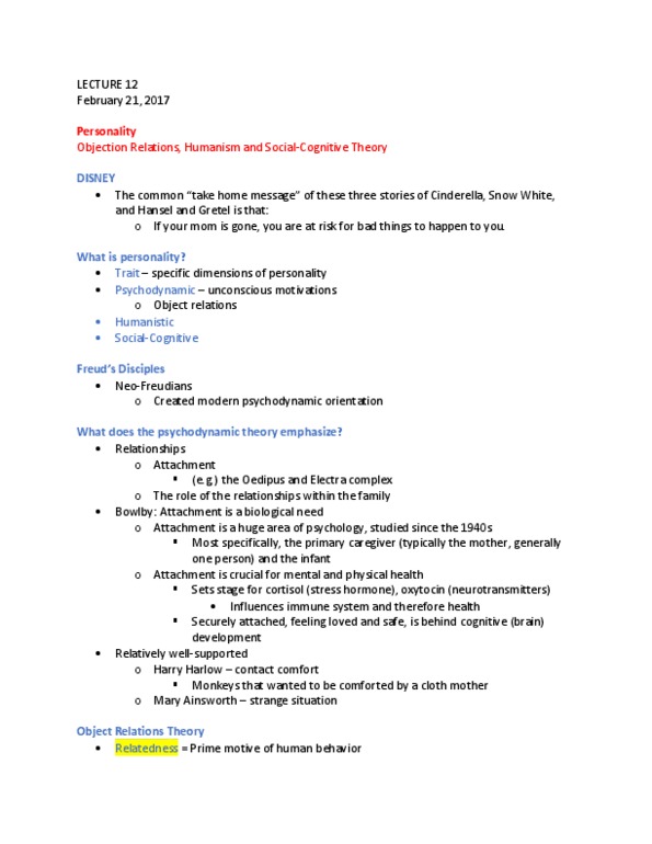 PSY BEH 11C Lecture Notes - Lecture 12: Bungee Jumping, Determinism, Unconditional Positive Regard thumbnail