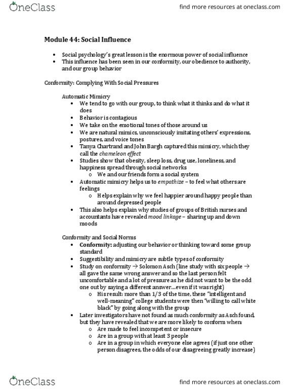 PSYC 1000 Chapter Notes - Chapter 44: Social Control, Social Loafing, Irving Janis thumbnail