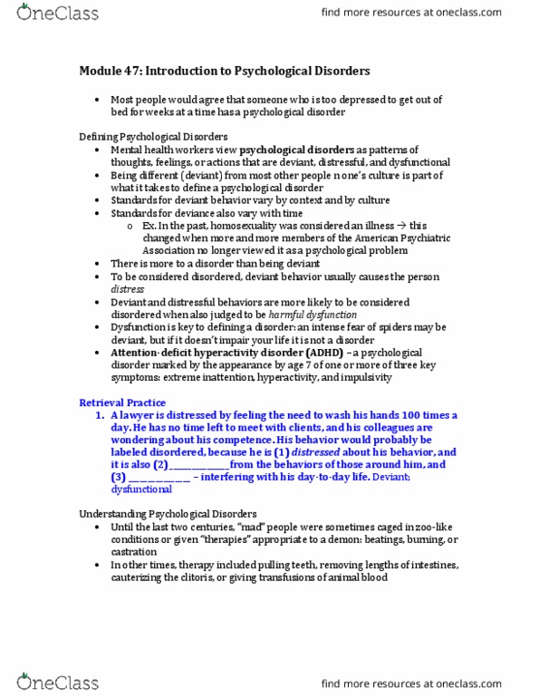 PSYC 1000 Chapter Notes - Chapter 47: Taijin Kyofusho, Schizophrenia, Dsm-5 thumbnail