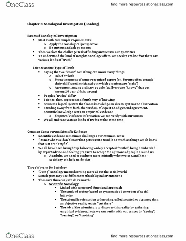 SOC 1100 Chapter Notes - Chapter 2: Pediatrics, Research, Institutional Review Board thumbnail