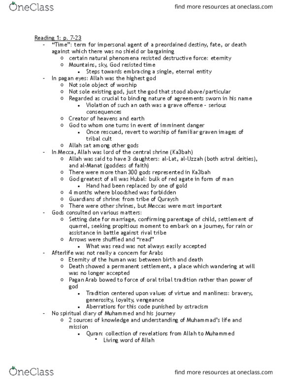 SRS 3315 Chapter Notes - Chapter 1-7: Moral Responsibility, Salah, Al-Fatiha thumbnail