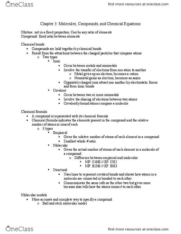 CHEM 1314 Lecture Notes - Lecture 3: Functional Group, Molar Mass, Alkene thumbnail