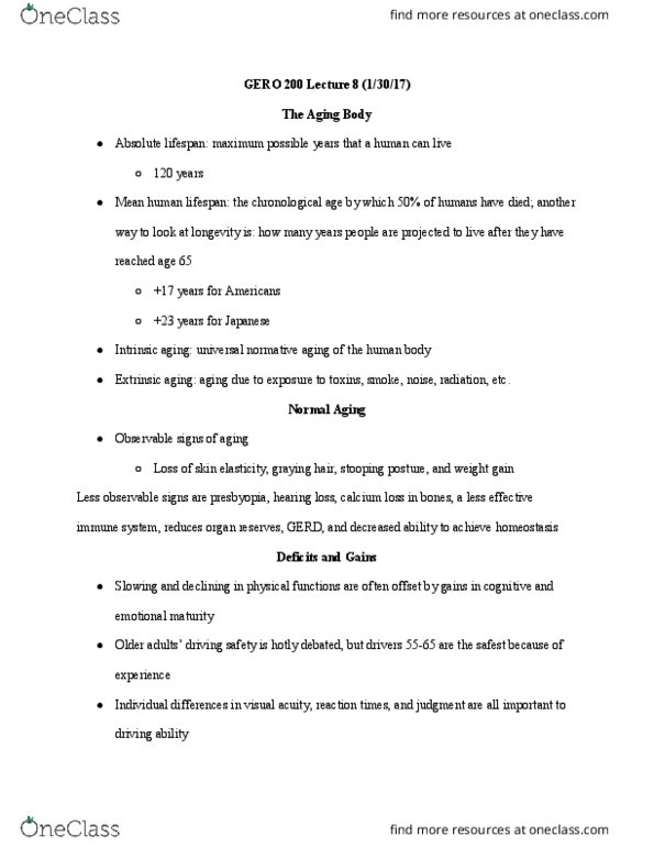 GERO 200 Lecture Notes - Lecture 8: Arteriosclerosis, Speech-Language Pathology, Coronary Artery Disease thumbnail