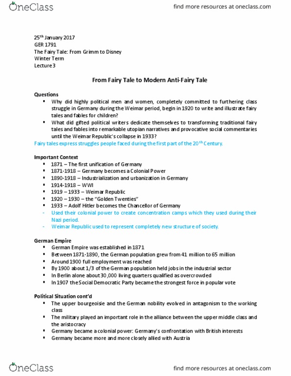 GER 1791 Lecture Notes - Lecture 3: Wandervogel, Kurt Schwitters, Hitler Youth thumbnail