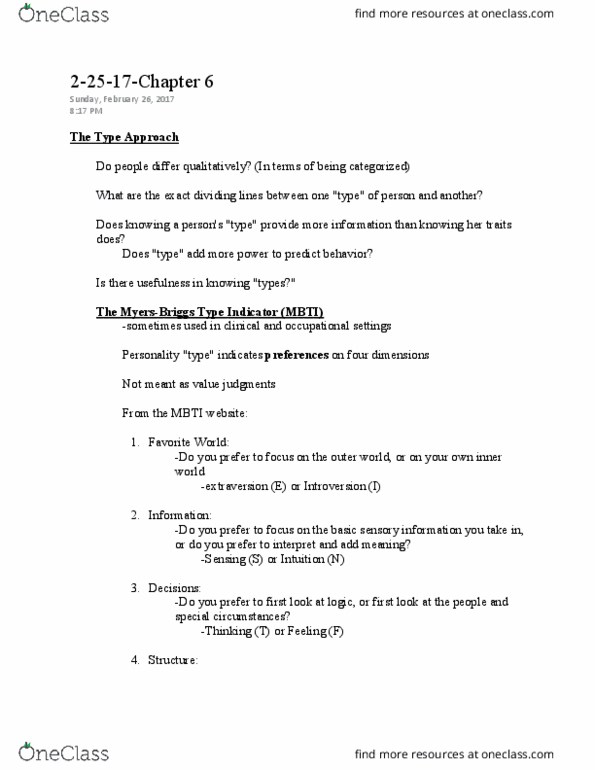 PSY 325 Lecture Notes - Lecture 21: Extraversion And Introversion thumbnail