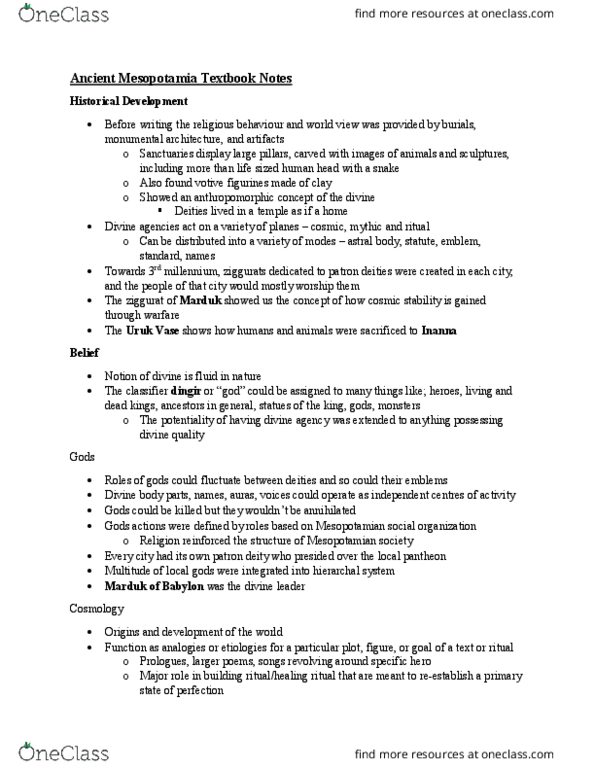 ACS 200 Chapter Notes - Chapter 2: Personal God, Skull, Mesopotamia thumbnail