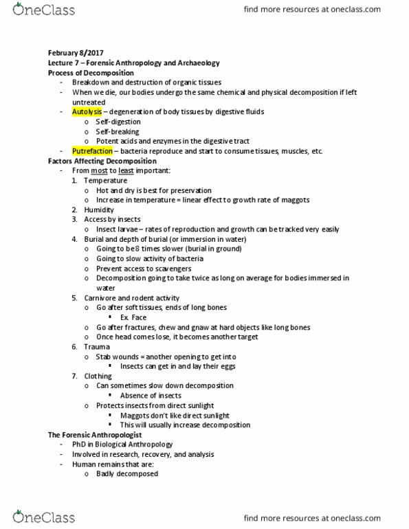 ANTHROP 1AA3 Lecture Notes - Lecture 7: Flashlight, Tooth Loss, Aea thumbnail