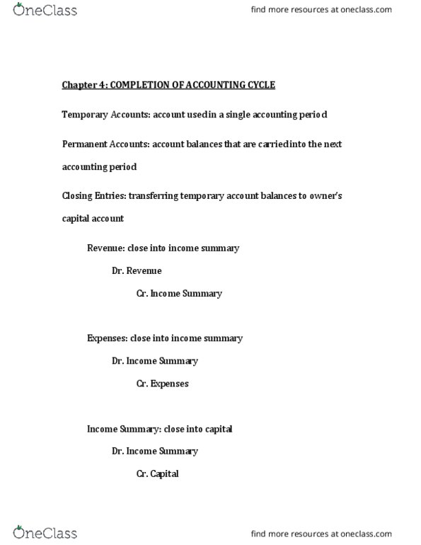 ACC 100 Lecture Notes - Lecture 4: Capital Account thumbnail