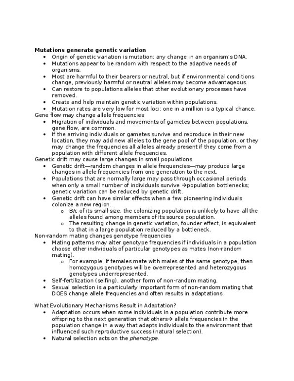 BMEN 515 Lecture Notes - Genotype Frequency, Allele Frequency, Genetic Drift thumbnail