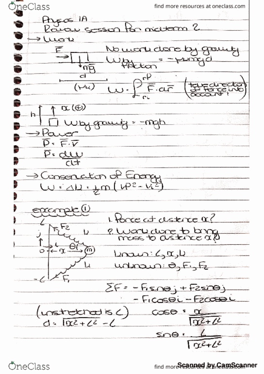 Physics 1a Midterm: 2nd Midterm Review Session Notes - Oneclass