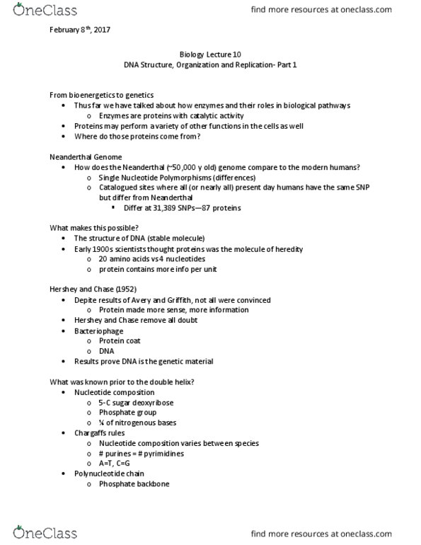 Biology 1202B Lecture Notes - Lecture 10: Semiconservative Replication, Dna Extraction, Polynucleotide thumbnail