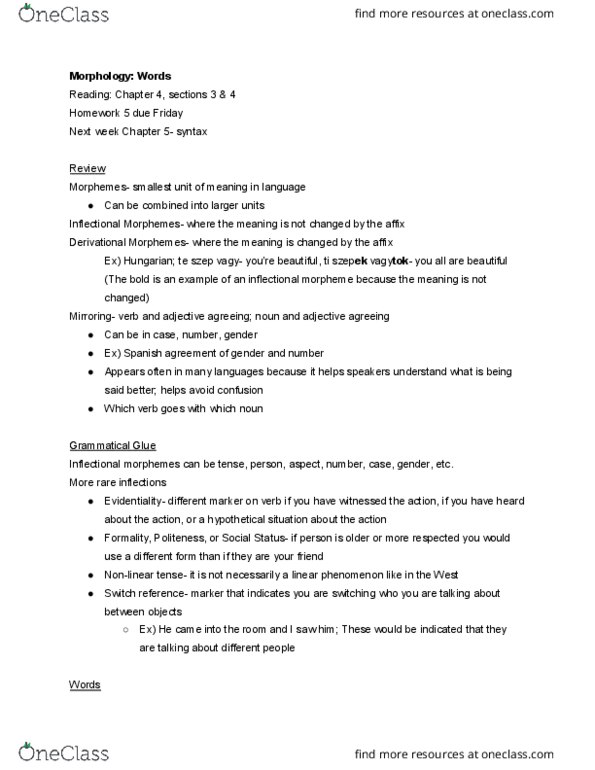 LING 101 Lecture Notes - Lecture 12: Family Tree, Idiosyncrasy, Switch-Reference thumbnail