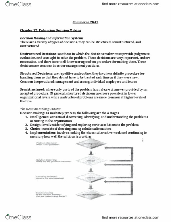 COMMERCE 2KA3 Chapter Notes - Chapter 12: Balanced Scorecard, Visual Analytics, Data Mining thumbnail