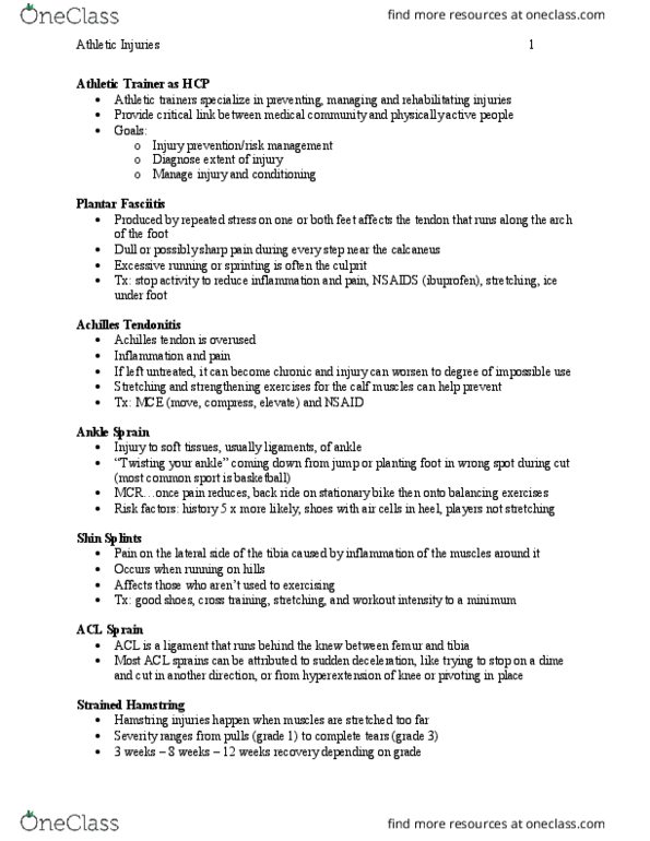 Kinesiology 2000A/B Lecture Notes - Lecture 6: Tennis Elbow, Hamstring, Rotator Cuff thumbnail