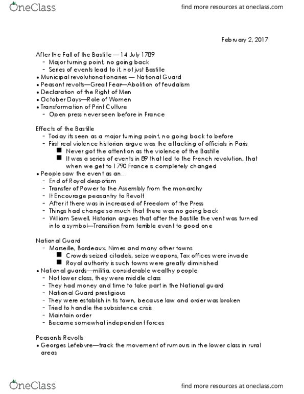 HIST 2P92 Lecture Notes - Lecture 4: Indian Colony, Massiac, Code Of Law thumbnail