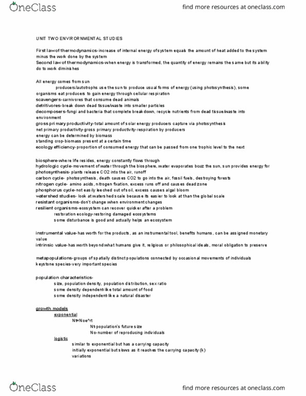 EHSC 2020 Lecture Notes - Lecture 3: Carpool, Thermostat, Limiting Factor thumbnail