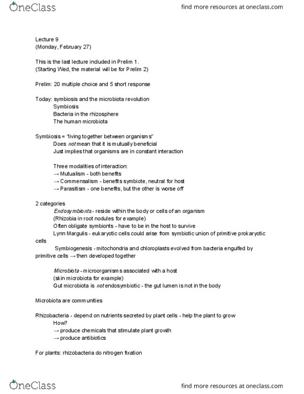 BIOG 1440 Lecture Notes - Lecture 9: Firmicutes, Metagenomics, Bacteroides thumbnail