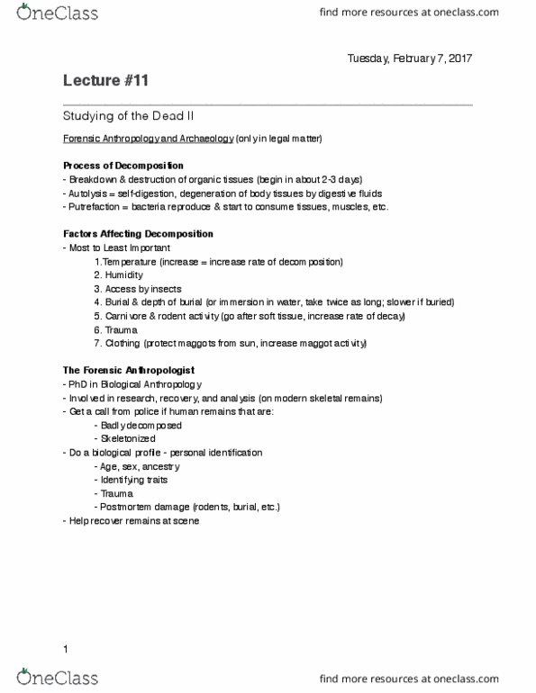 ANTHROP 1AA3 Lecture Notes - Lecture 11: Medical Examiner, Csi Effect, Frontal Sinus thumbnail