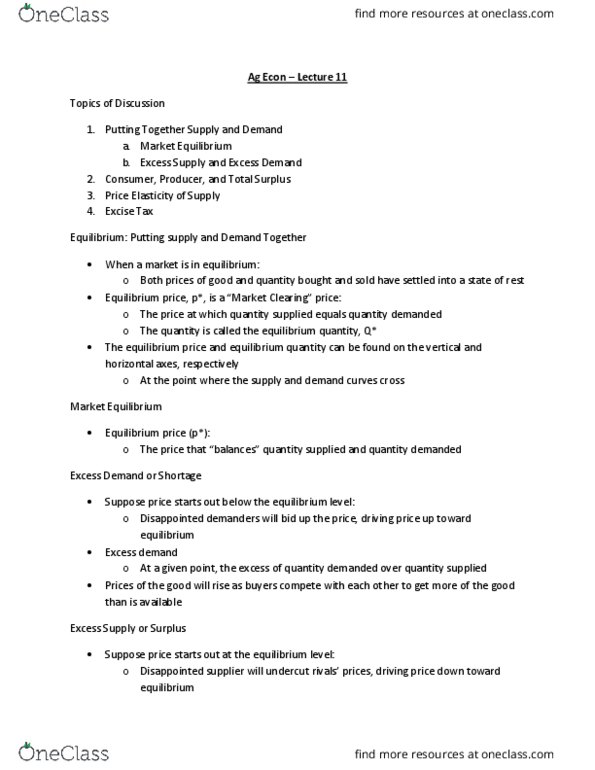 AGEC 105 Lecture Notes - Lecture 11: Time Horizon, Economic Surplus, Price Floor thumbnail