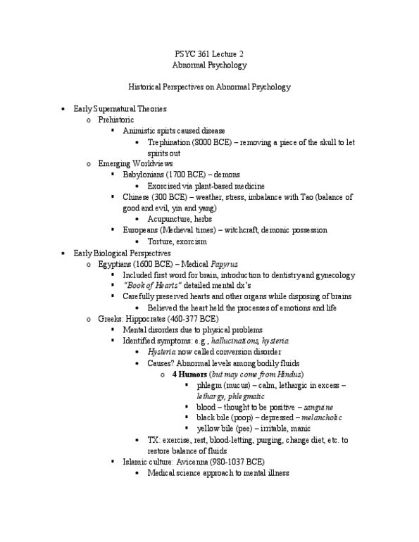 PSYC 361 Lecture Notes - Lecture 2: Genetic Predisposition, Oedipus Complex, Bipolar Disorder thumbnail