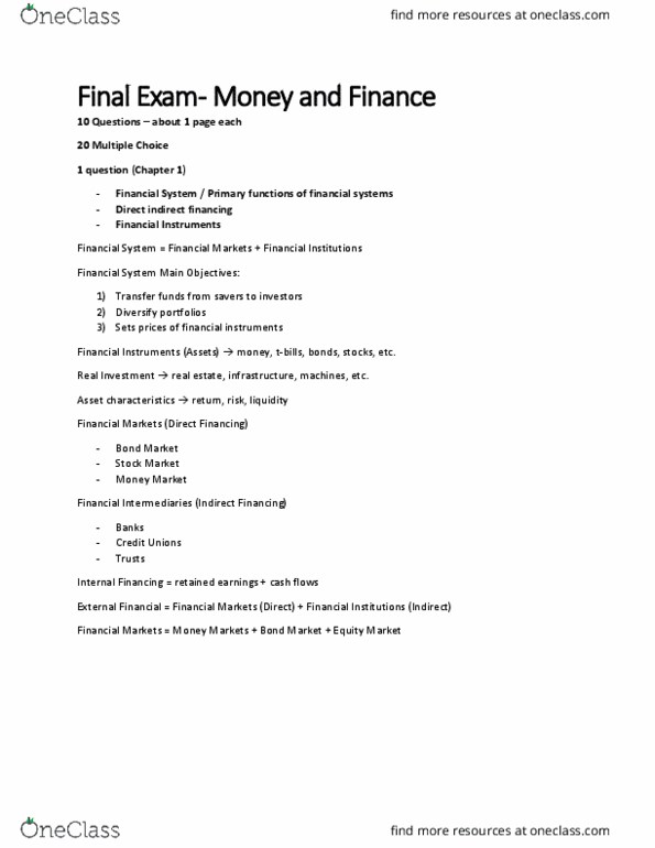 ECON-3076EL Lecture Notes - Lecture 10: Dividend Discount Model, Excess Reserves, Adverse Selection thumbnail