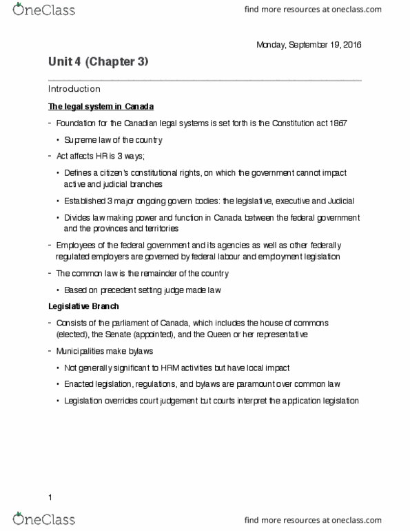 COMMERCE 2BC3 Lecture Notes - Lecture 19: Appellate Court, Equal Protection Clause, Canadian Human Rights Commission thumbnail