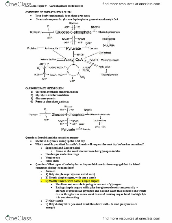 Biochemistry 2280A Lecture Notes - Lecture 9: Galactose, Acetaldehyde, Phosphofructokinase thumbnail