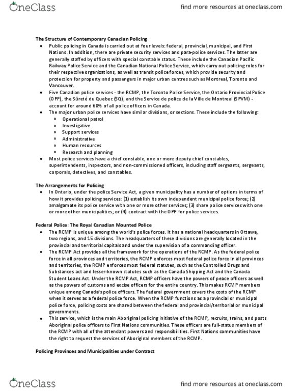 CRM 2303 Chapter Notes - Chapter 3: Learning Organization, Performance Measurement, Canadian Police Association thumbnail