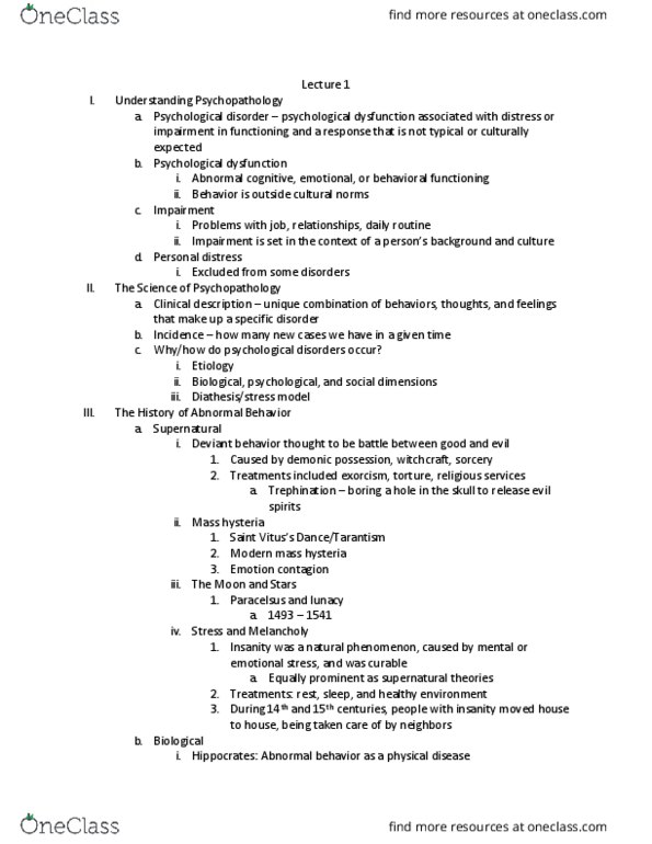 PSY BEH 102C Lecture Notes - Lecture 1: Moral Treatment, Electric Shock, Penicillin thumbnail