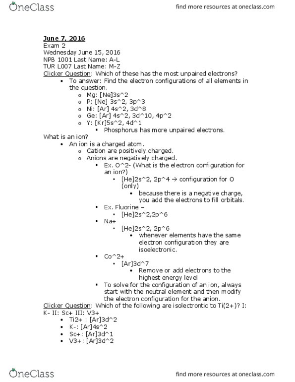 CHM 2045 Lecture Notes - Lecture 10: Diamagnetism, Effective Nuclear Charge, Electron Configuration thumbnail