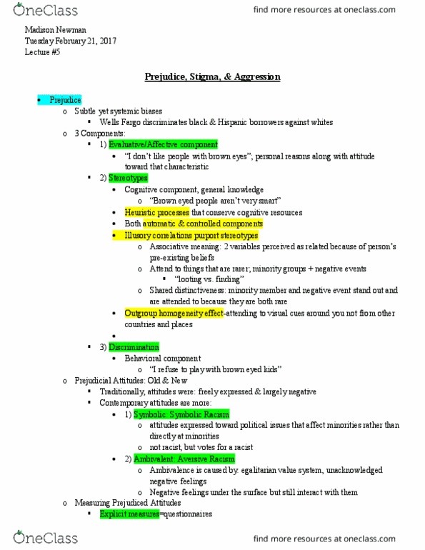 NSCI442 Lecture Notes - Lecture 5: Medical Test, Social Identity Theory, Deindividuation thumbnail