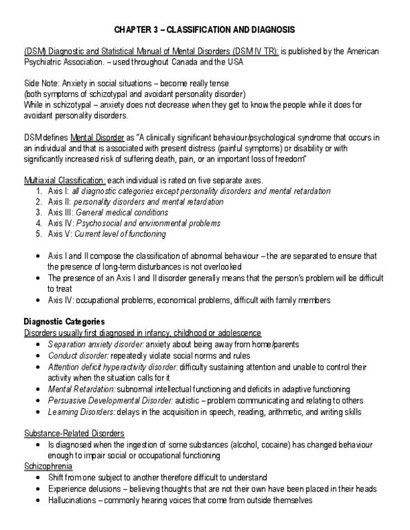 PSY100H1 Chapter Notes - Chapter 3: Posttraumatic Stress Disorder, Attention Deficit Hyperactivity Disorder, Avoidant Personality Disorder thumbnail