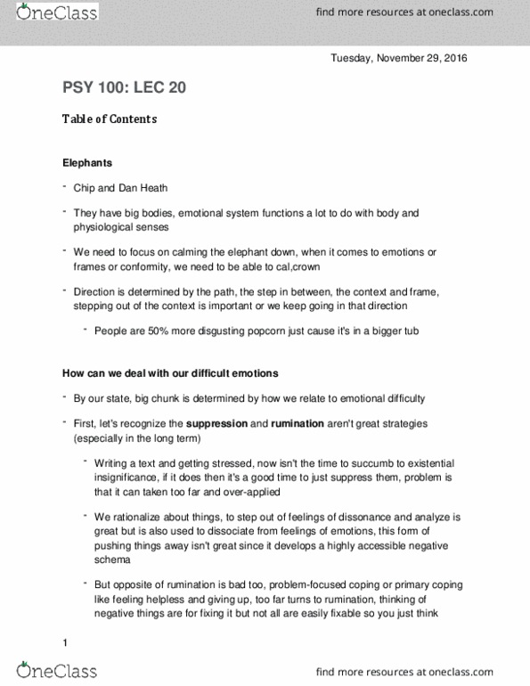 PSY100H1 Lecture Notes - Lecture 20: Cognitive Distortion, 60 Seconds, Dan Heath thumbnail