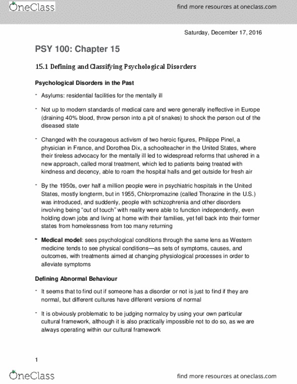 PSY100H1 Chapter Notes - Chapter 15: Catatonia, Agoraphobia, Fetus thumbnail