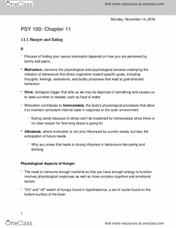 PSY100H1 Chapter Notes - Chapter 11: Microexpression, Botulinum Toxin, Motivation thumbnail