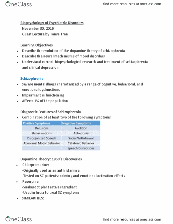PSYC 271 Lecture Notes - Lecture 12: Behavioral Neuroscience, Stimulant, Substantia Nigra thumbnail