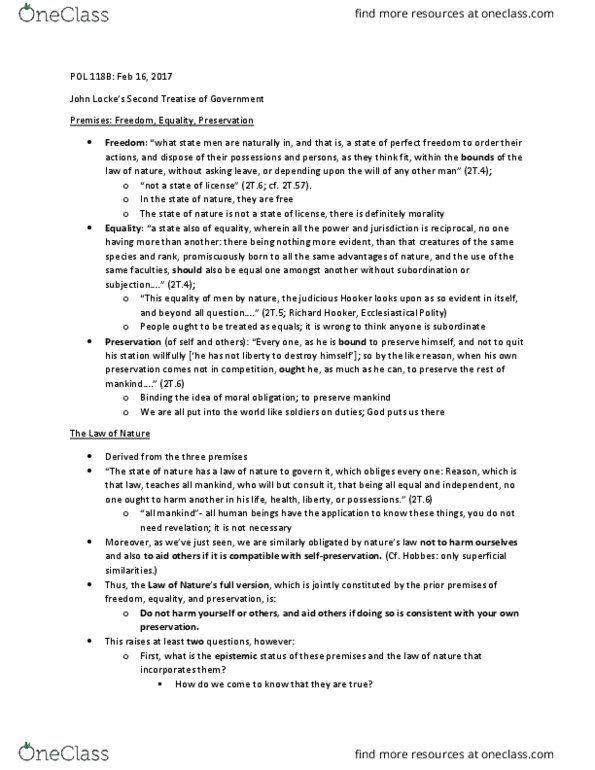 POL 118B Lecture Notes - Lecture 10: Coset, King James Version, Fiduciary thumbnail