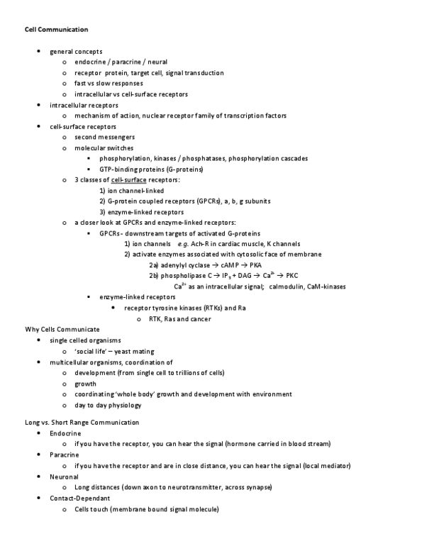 BIOL130 Lecture Notes - Protein Kinase, Signal Transduction, Adenylyl Cyclase thumbnail