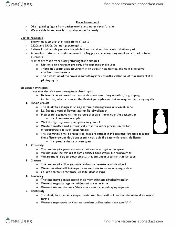 PSYCH 1XX3 Lecture Notes - Lecture 9: Ames Room, System For Information On Grey Literature In Europe, Retina thumbnail