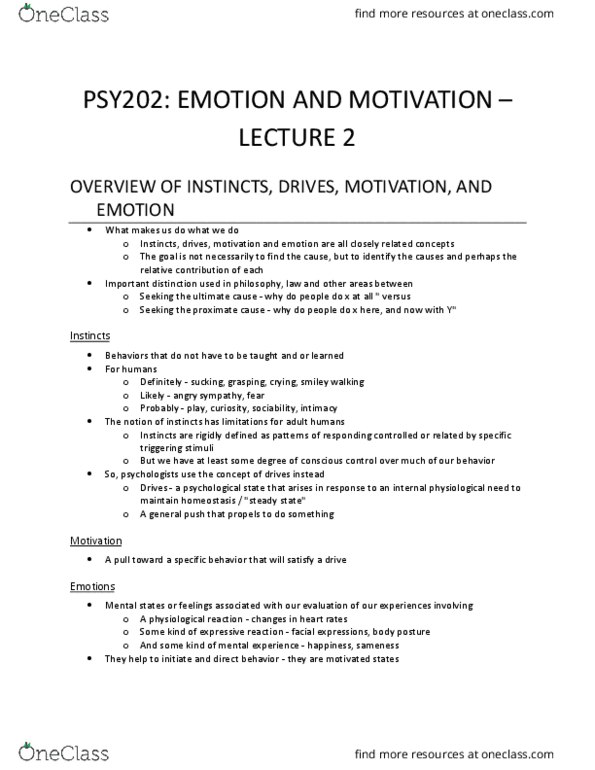 PSY 202 Lecture Notes - Lecture 2: Twin Study, Capilano Suspension Bridge, Social Emotions thumbnail