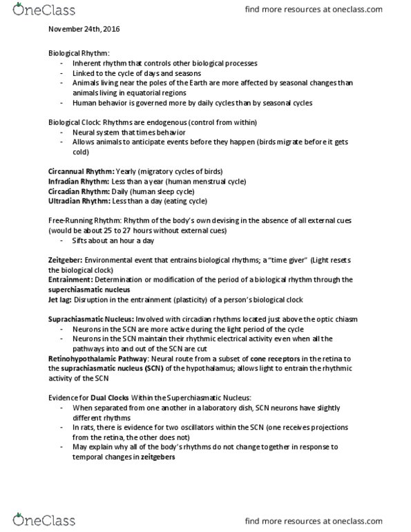 NEUR 2200 Lecture Notes - Lecture 21: Muscle Tone, Pineal Gland, Melatonin thumbnail