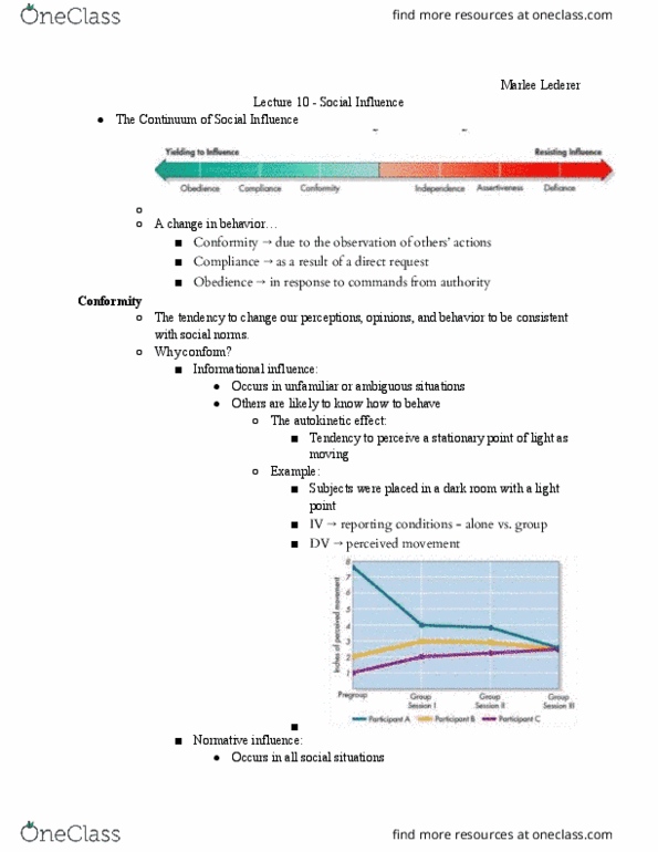 PSYC 2606 Lecture Notes - Lecture 10: Normative Social Influence, Social Proof, Characters In The Thursday Next Series thumbnail