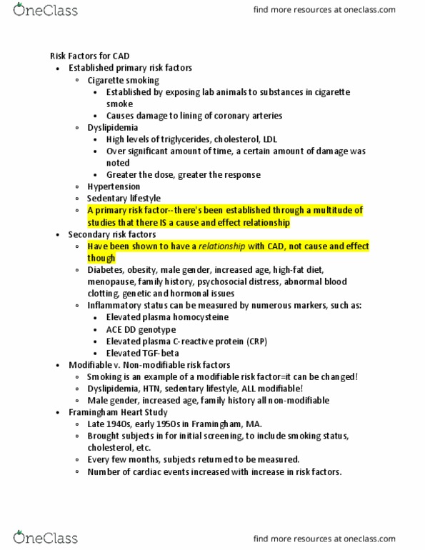 KNES 466 Lecture Notes - Lecture 8: Western Electric, Vasodilation, Longitudinal Study thumbnail