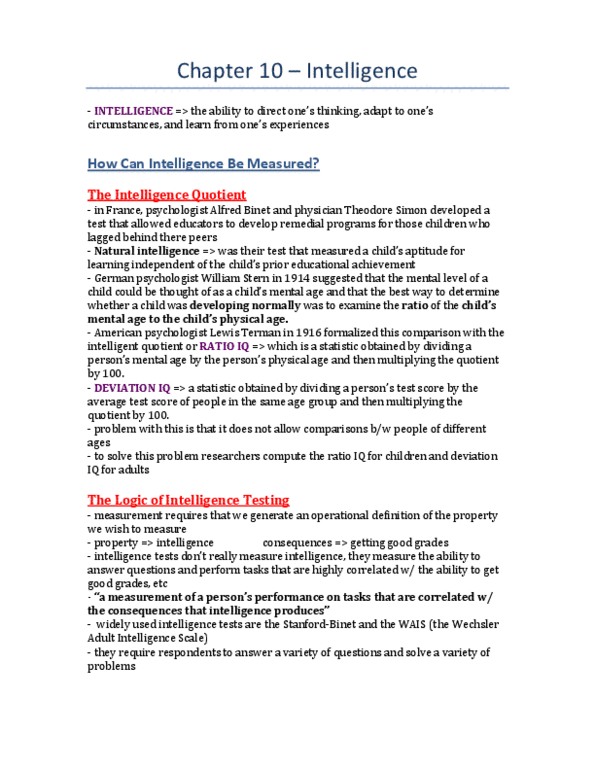 PSYA02H3 Chapter Notes - Chapter 10: Confirmatory Factor Analysis, Fluid And Crystallized Intelligence, Louis Leon Thurstone thumbnail