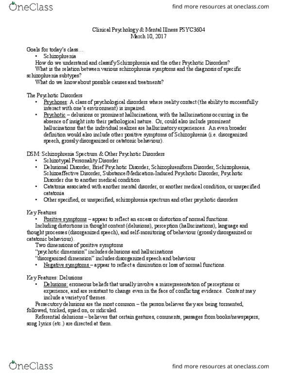 PSYC 3604 Lecture Notes - Lecture 8: Schizophrenia Research, Longitudinal Study, Atypical Antipsychotic thumbnail