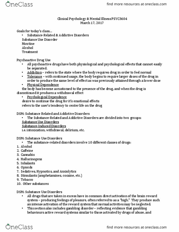 PSYC 3604 Lecture Notes - Lecture 9: Agonist, Clonidine, Methadone thumbnail