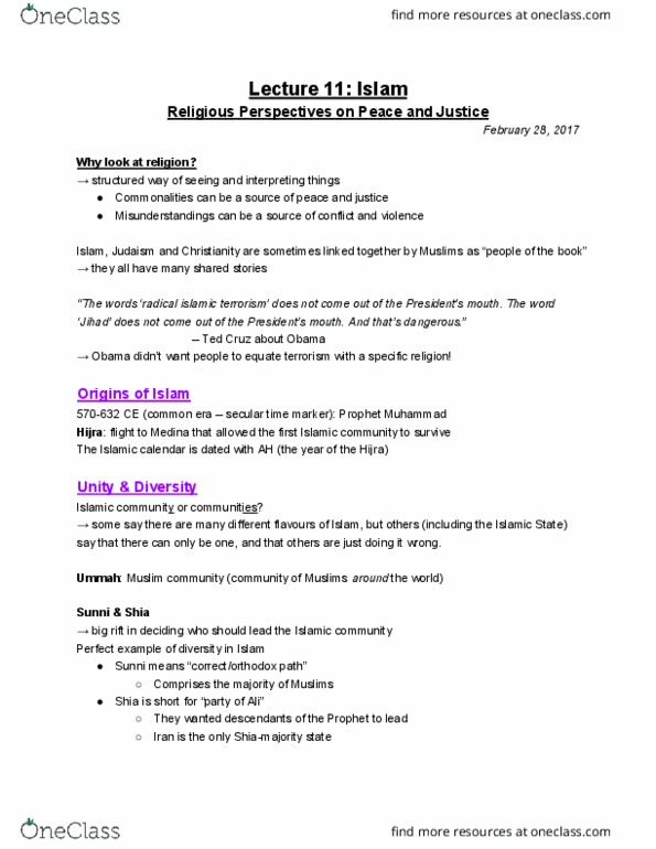 PACS 10 Lecture Notes - Lecture 11: Sufism, Rashidun, Islamic Calendar thumbnail