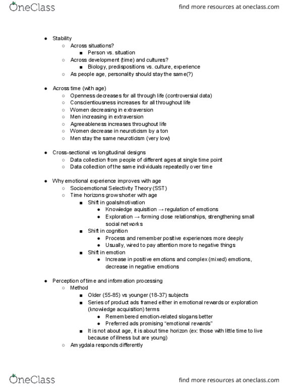 PSYCH 150 Lecture Notes - Lecture 2: Time Point, Extraversion And Introversion, Conscientiousness thumbnail