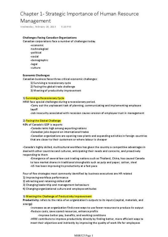 MHR 523 Lecture Notes - Job Analysis, Canadian Human Rights Act, Occupational Information Network thumbnail